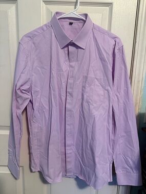 Men's Lavender Long-Sleeve Dress Shirt - Classic Point Collar